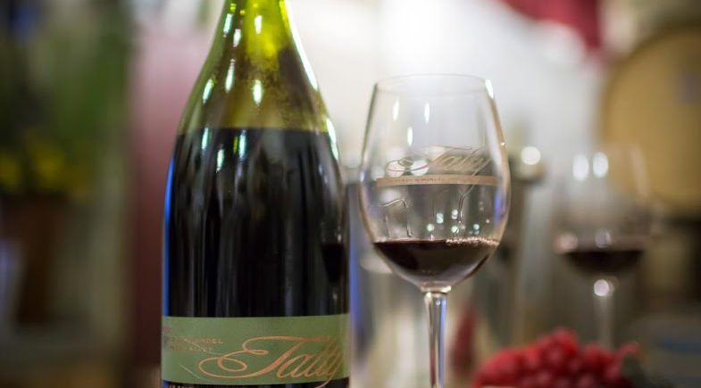 Bottle of Talty Vineyards Zinfandel and wine glass